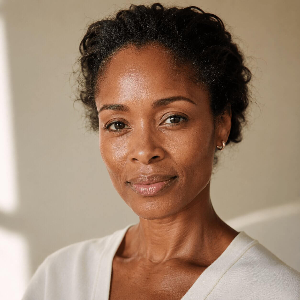 Medical professional performing aesthetic consultation